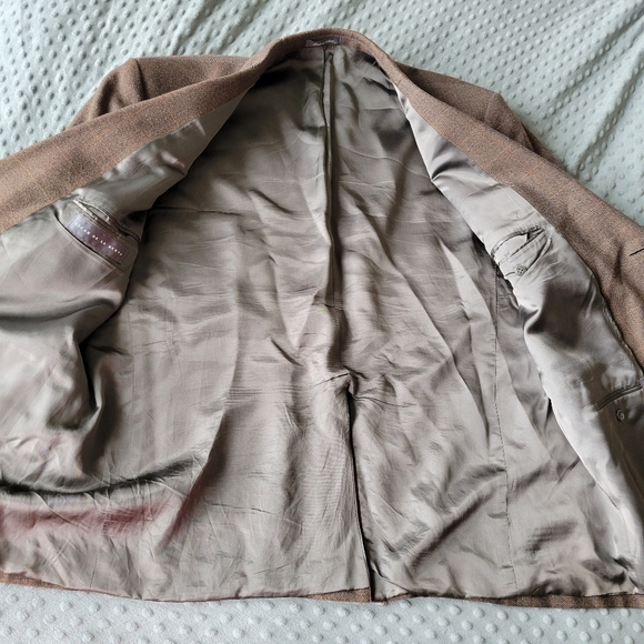 Vintage Oscar De La Renta Soft Brown Wool Tweed Suit Jacket Size 48R - Picture 7 of 7